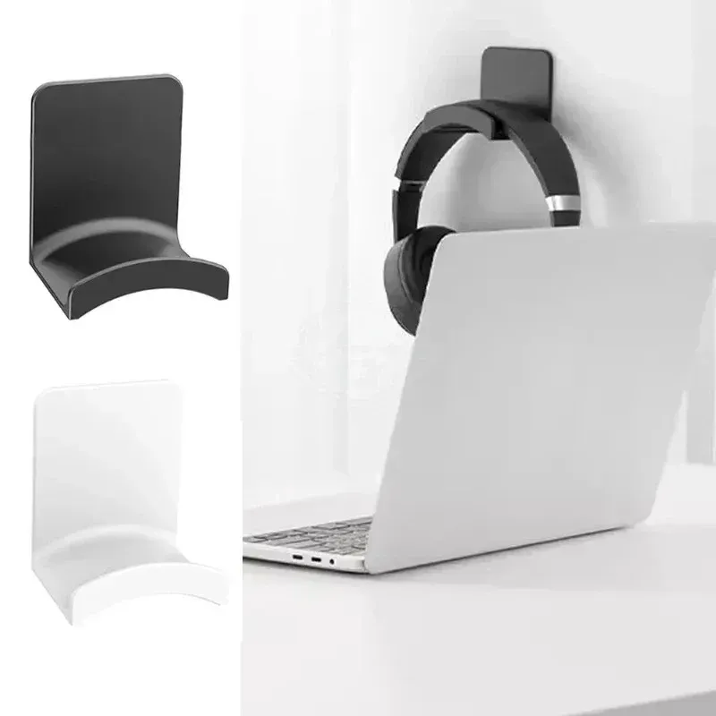 Support de casque universel adhésif en plastique, support mural sous le bureau, support de casque pour jeu, support d'écouteurs 3