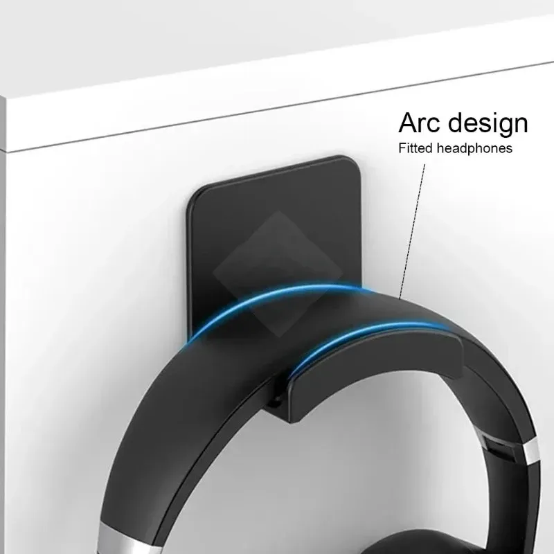 Support de casque universel adhésif en plastique, support mural sous le bureau, support de casque pour jeu, support d'écouteurs 4