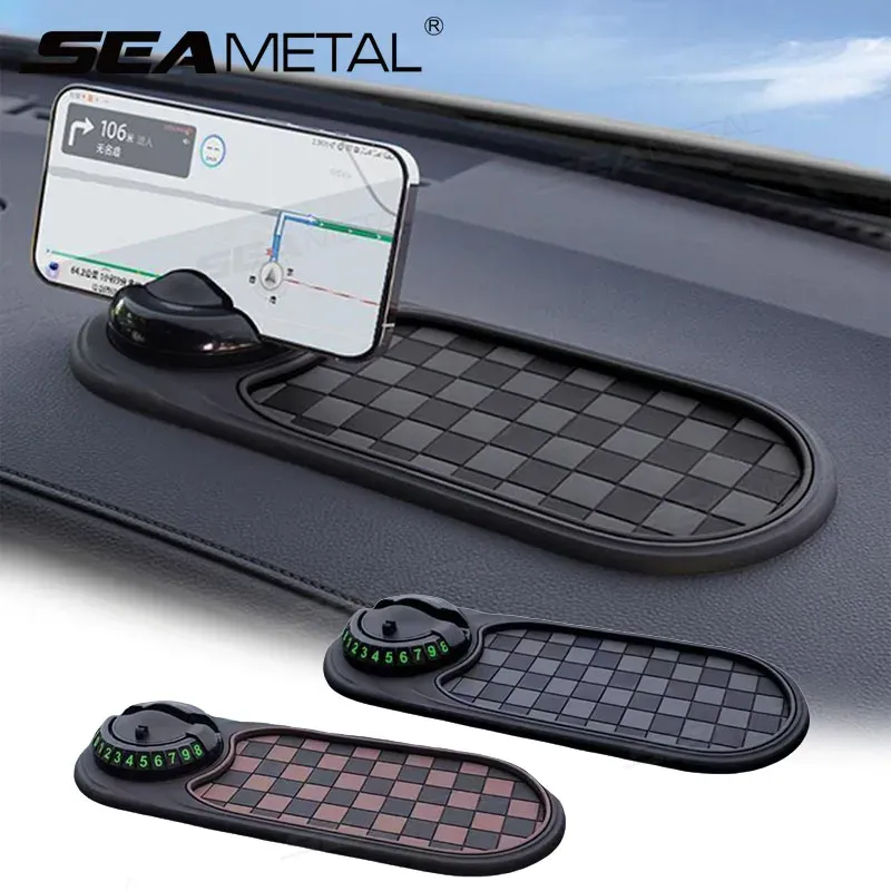 Tapis antidérapant 2 en 1 pour tableau de bord avec support de téléphone pivotant à 360°