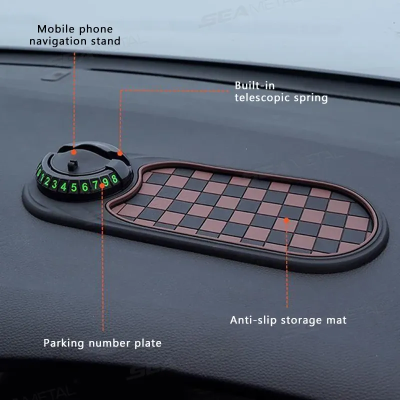 Tapis antidérapant 2 en 1 pour tableau de bord avec support de téléphone pivotant à 360° 3