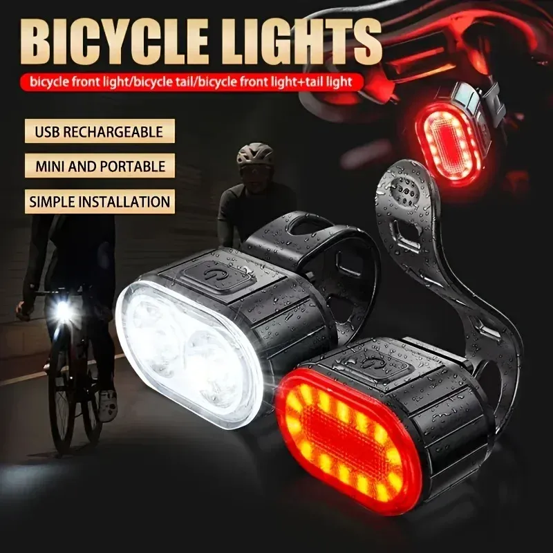 Éclairage de vélo rechargeable avant et arrière, feu LED pour vélo 3
