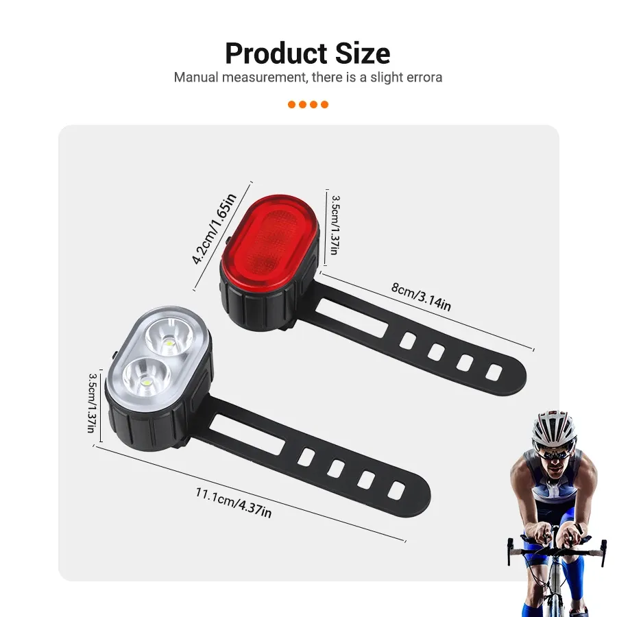 Éclairage de vélo rechargeable, vue 1