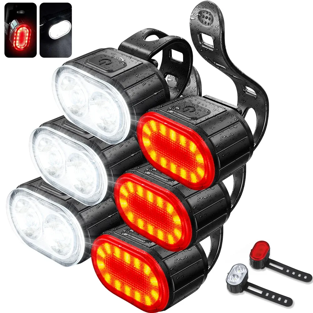 Éclairage de vélo rechargeable avant et arrière, feu LED pour vélo 10