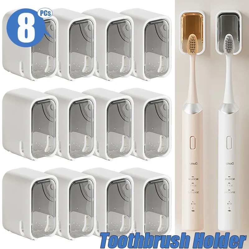 Support de brosse à dents sans perçage à fixation murale adhésive, ensemble d'accessoires de salle de bain (lot de 1 à 4 pièces) 1