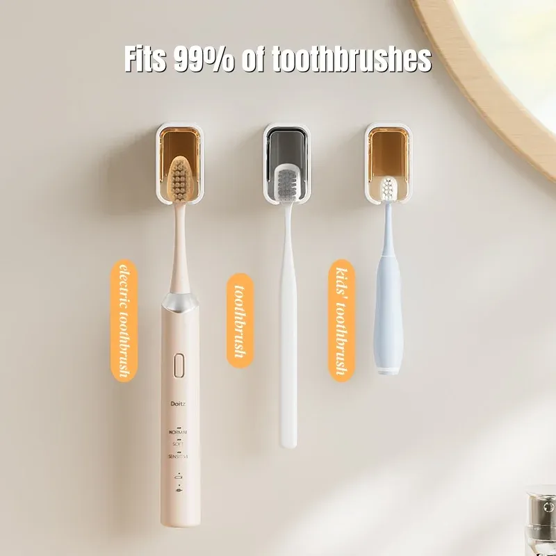 Support de brosse à dents fixé sur une surface carrelée