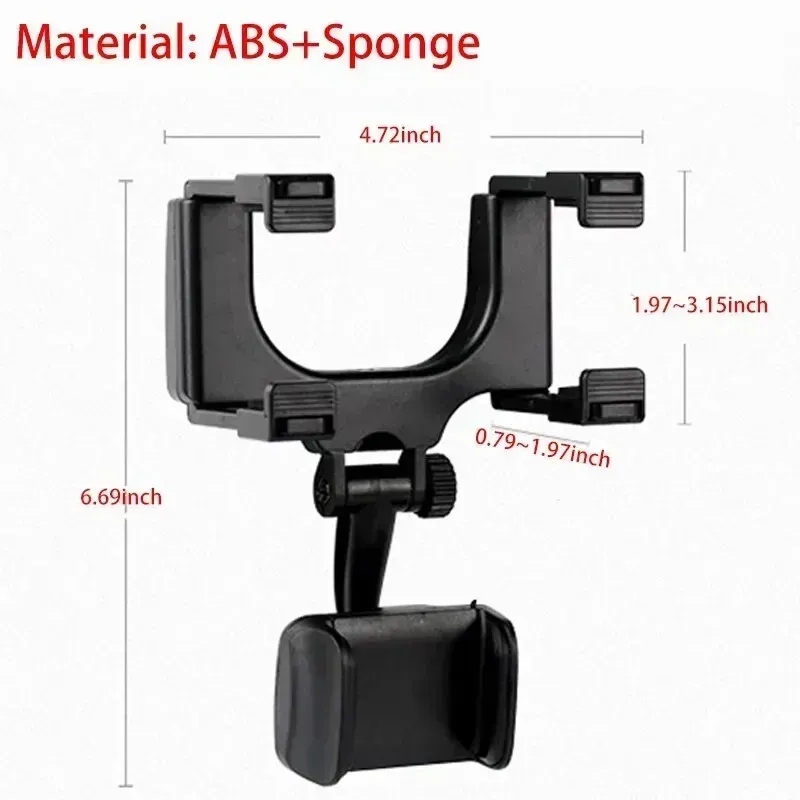 Support de téléphone de voiture pour rétroviseur, rotation à 360°, clip pliable et réglable pour navigation GPS 6