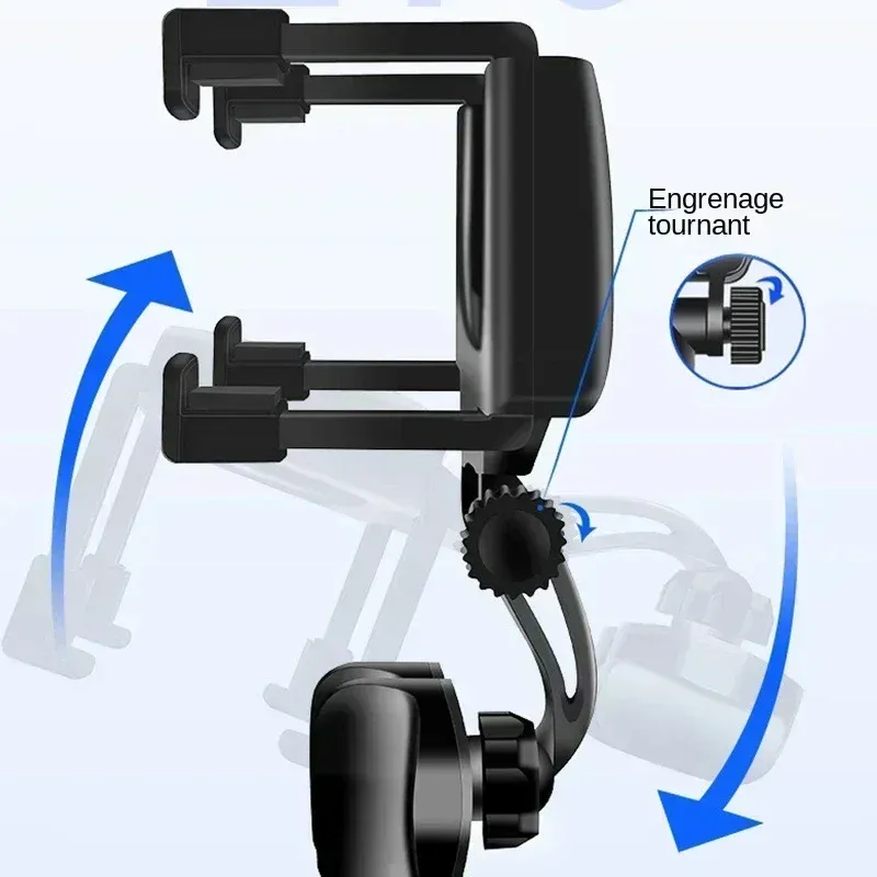 Support de téléphone de voiture pour rétroviseur, rotation à 360 degrés