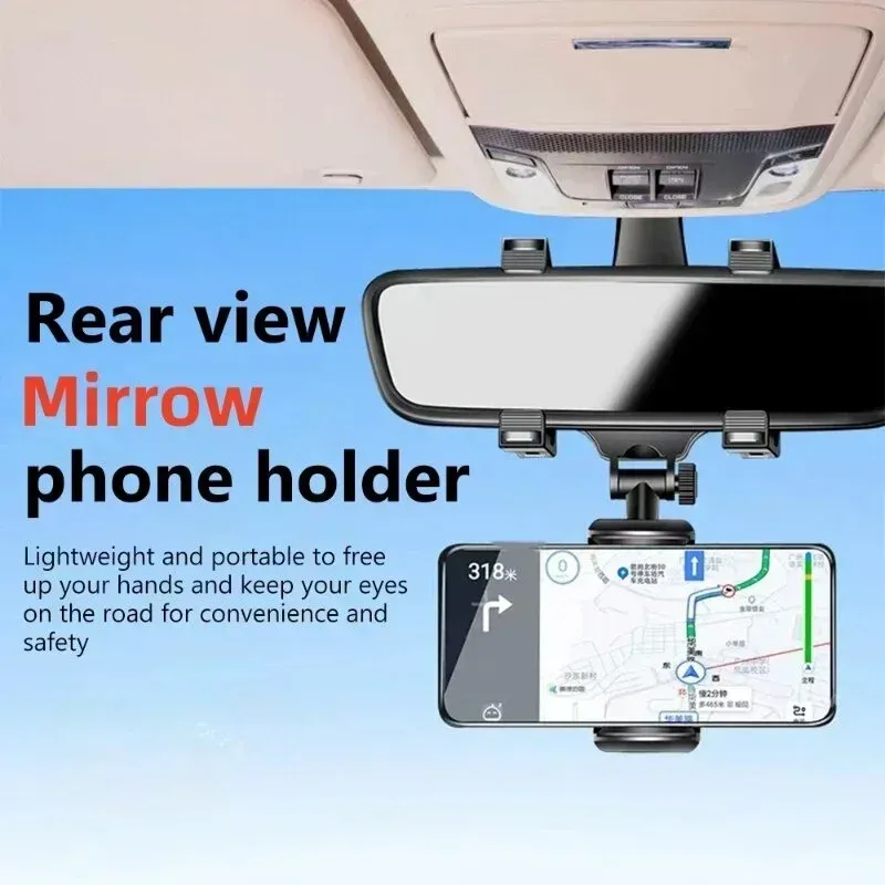 Support de téléphone de voiture pour rétroviseur, vue d'ensemble