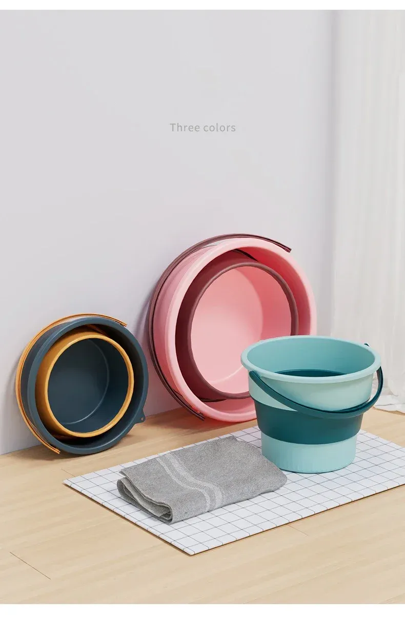 Seau pliable en silicone, présentation finale