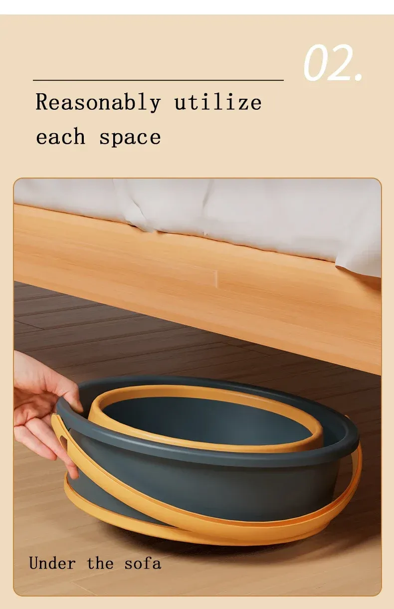Seau pliable en silicone, vue latérale