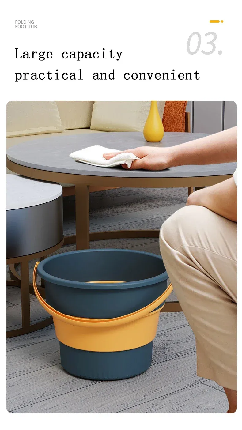 Seau pliable en silicone, usage en extérieur