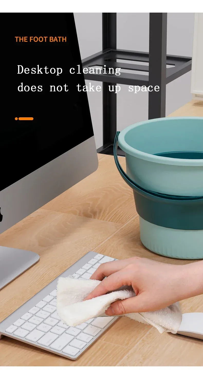 Seau pliable en silicone, détail de finition