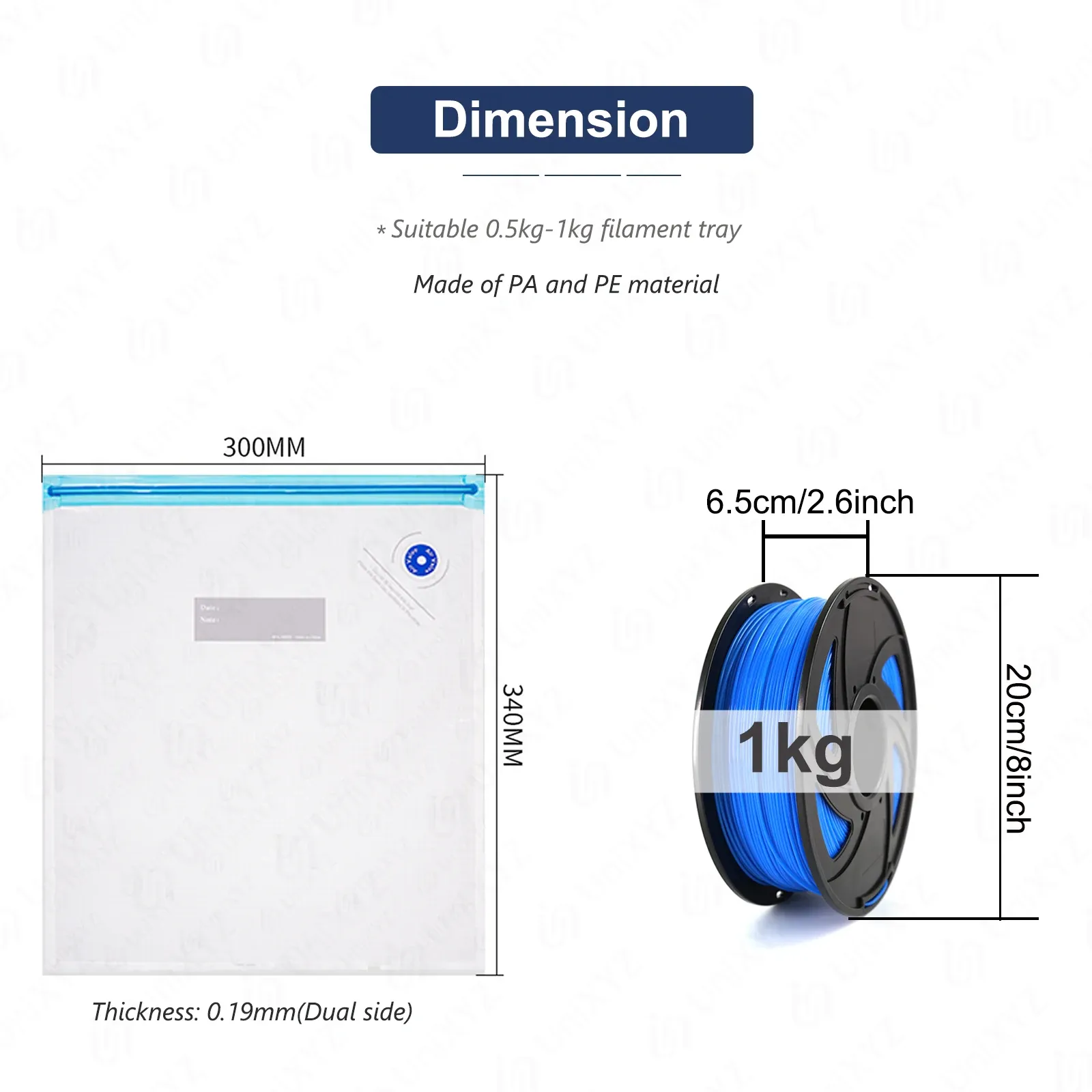 Sac de rangement sous vide pour filament d'impression 3D (PLA, ABS, PETG) à scellage résistant à l'humidité 5