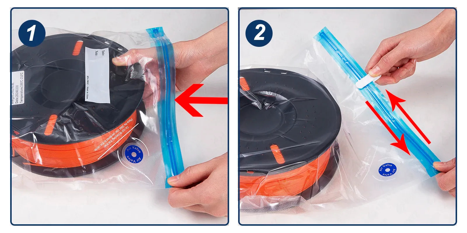 Étapes 1 et 2 : remplir et sceller le sac