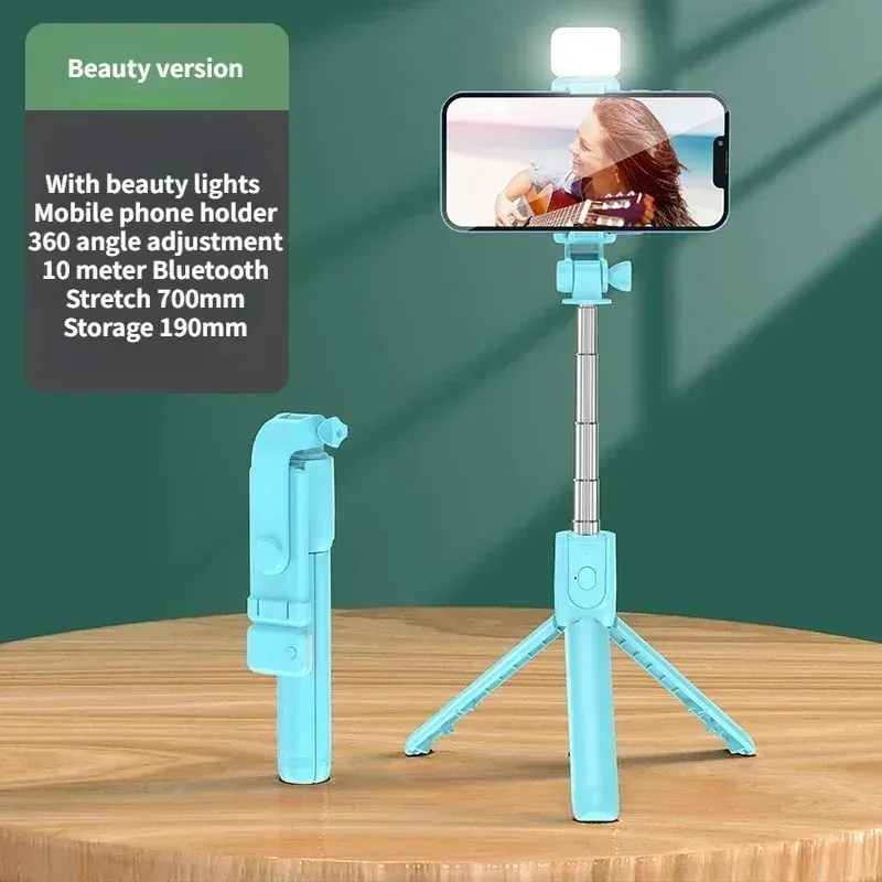 Trépied extensible sans fil avec lumière LED et télécommande Bluetooth pour iPhone et smartphone 11