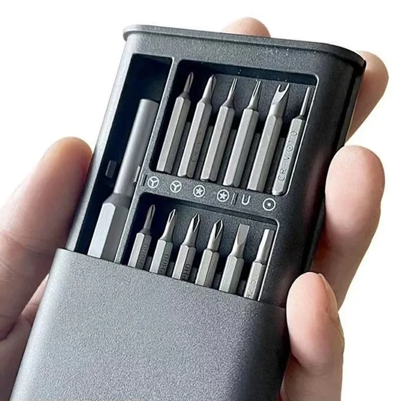 Jeu de tournevis de précision magnétique 25 en 1 – Mini kit d'outils pour la réparation de téléphones portables et d'ordinateurs, avec 24 embouts hexagonaux et Torx