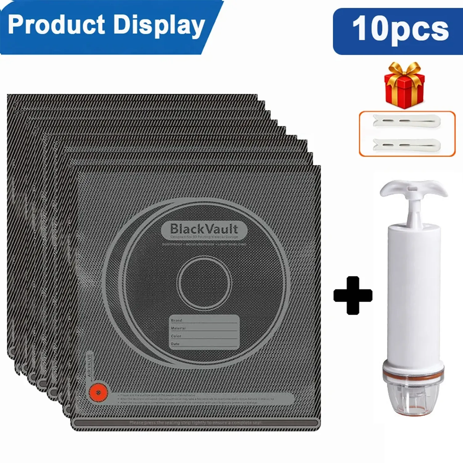 Sac de rangement sous vide pour filament 3D, étanche et réutilisable, compatible PLA, PETG, ABS, TPU, ASA, PA et PC 9
