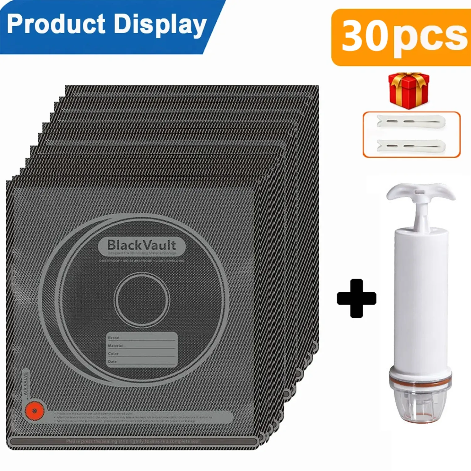Sac de rangement sous vide pour filament 3D, étanche et réutilisable, compatible PLA, PETG, ABS, TPU, ASA, PA et PC 11