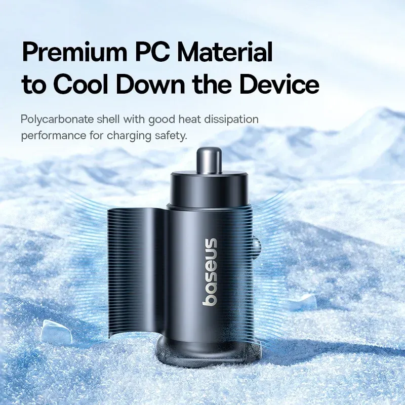 Chargeur de voiture Baseus 30 W à charge rapide, double port USB-C PD et USB-A, compatible iPhone 16/15, Samsung S24/S25, Xiaomi, Huawei et tablettes 4