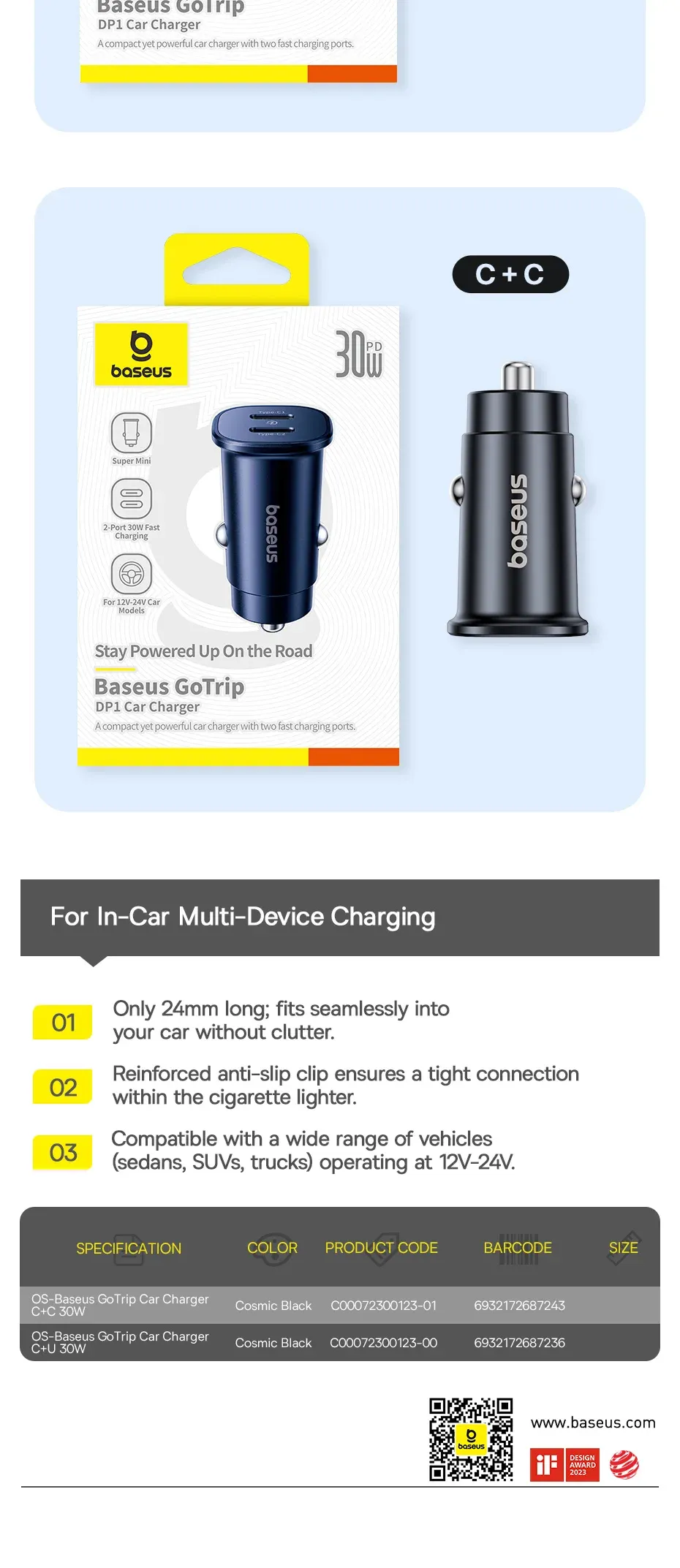 Chargeur de voiture Baseus, usage au quotidien