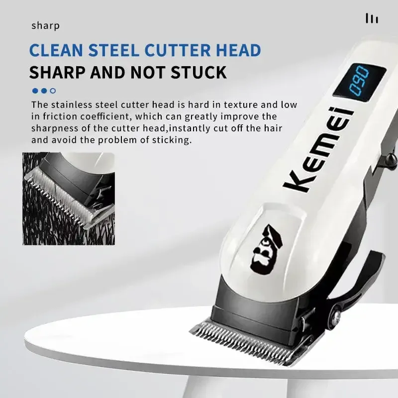 Tondeuse à cheveux sans fil Kemei Mini, puissante et professionnelle, pour barbier, tondeuse à barbe, rechargeable 2