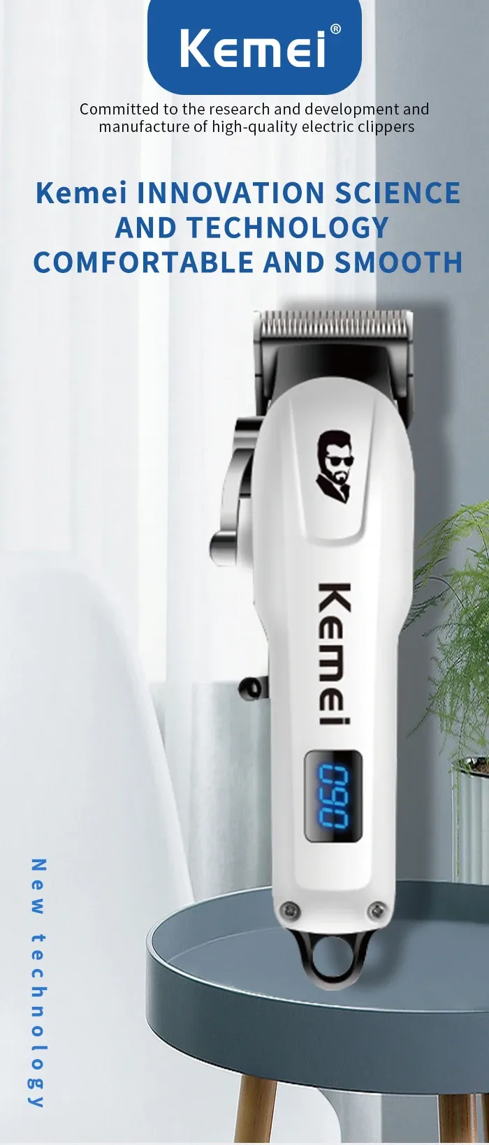Tondeuse à cheveux sans fil Kemei Mini, vue de détail