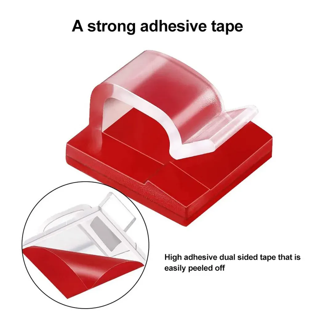 Clips de rangement pour câbles adhésifs, lot de 10, 20 ou 50 pièces 3