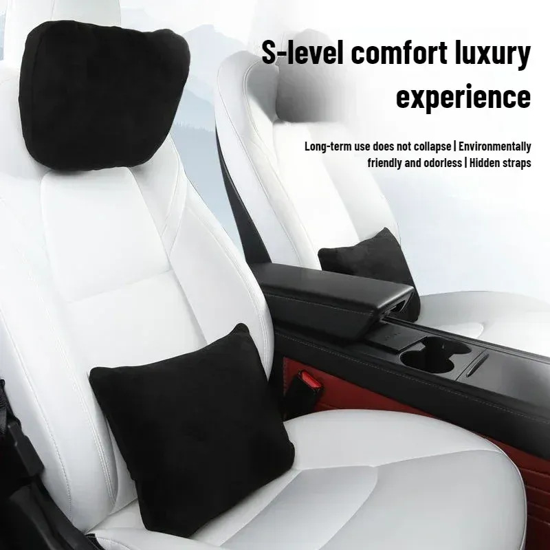 Oreiller cervical confortable en daim pour appui-tête Tesla Highland, compatible Modèle 3/Y, Modèle S et Modèle X 3