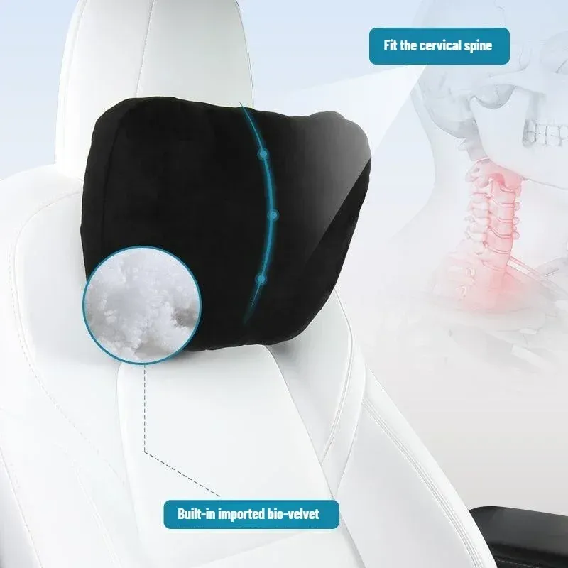 Coussin de nuque en daim pour Tesla, sangle de réglage