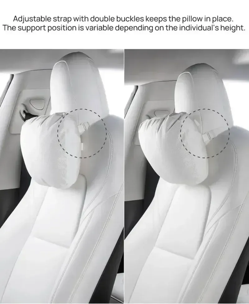 Coussin de nuque en daim pour Tesla, vue de face