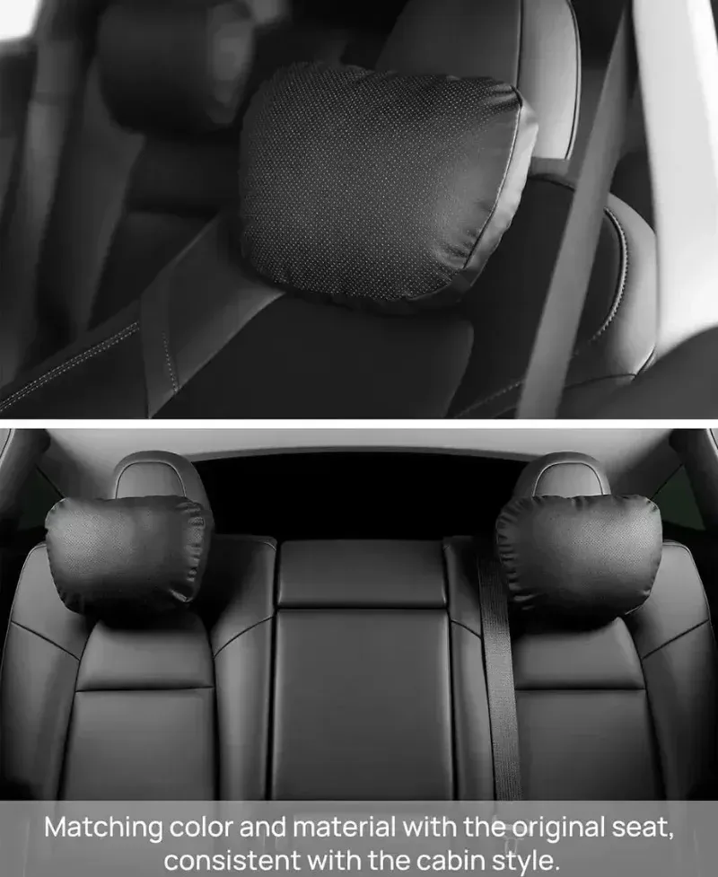 Coussin de nuque en daim pour Tesla, détail du rembourrage