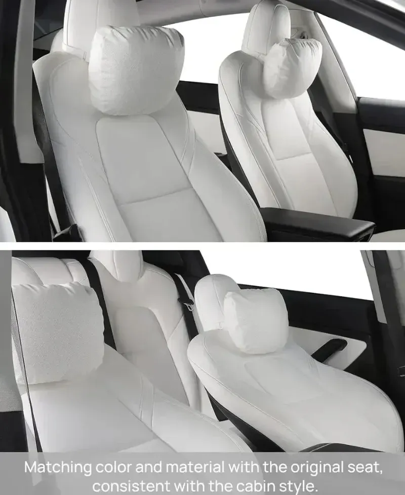 Coussin de nuque en daim pour Tesla, vue de dos