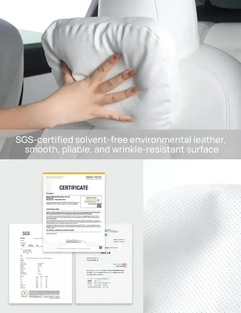 Coussin de nuque en daim pour Tesla, vue en situation