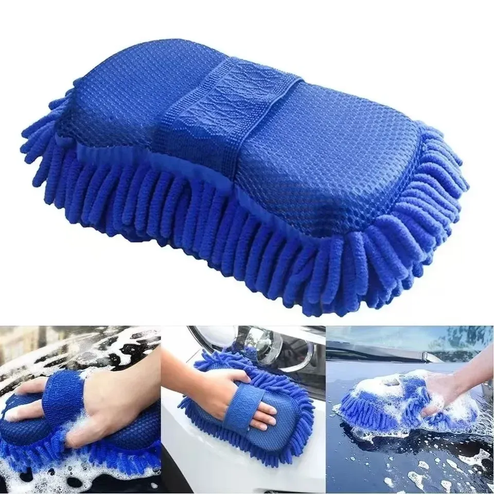 Gant de lavage en microfibre chenille pour voiture, vue d'ensemble
