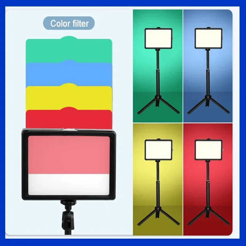 Lampe d'appoint LED à intensité variable pour webcam réseau, avec filtres de couleur, idéale pour le bureau, le streaming en direct, YouTube et TikTok 2