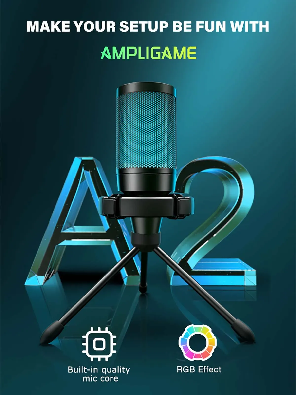 Microphone AmpliGame A2 FIFINE en vue d'ensemble