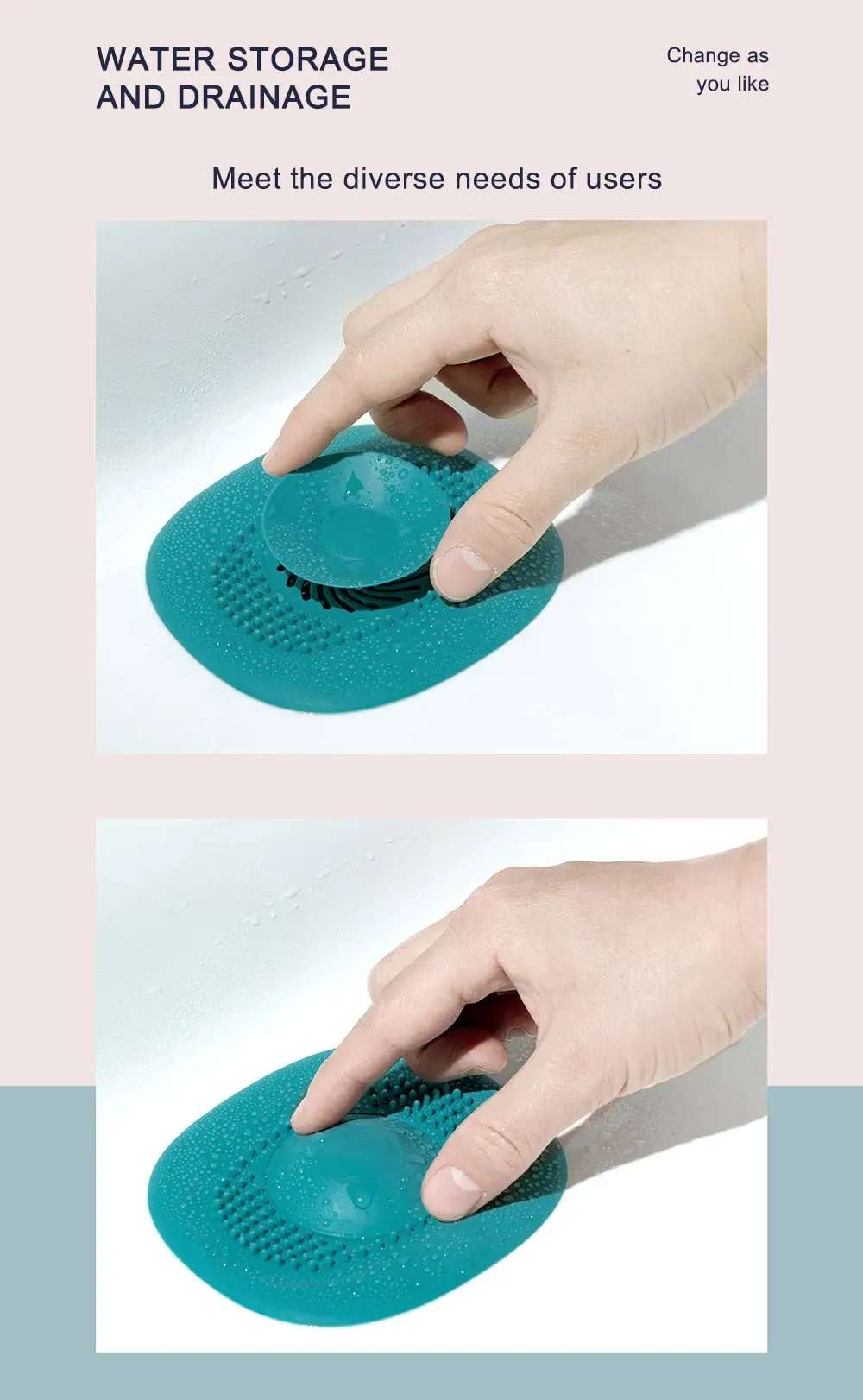 Bouchon d'évier en silicone installé dans un évier