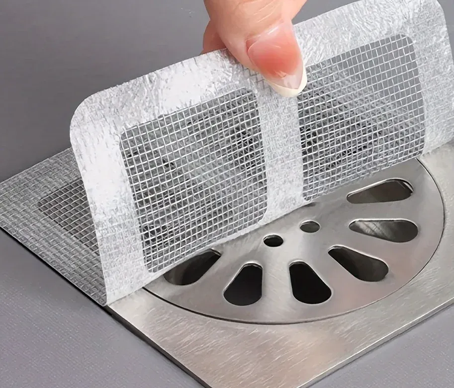 Crépine de douche anti-cheveux, filtre de vidange en maille autocollant pour sol de salle de bain 7