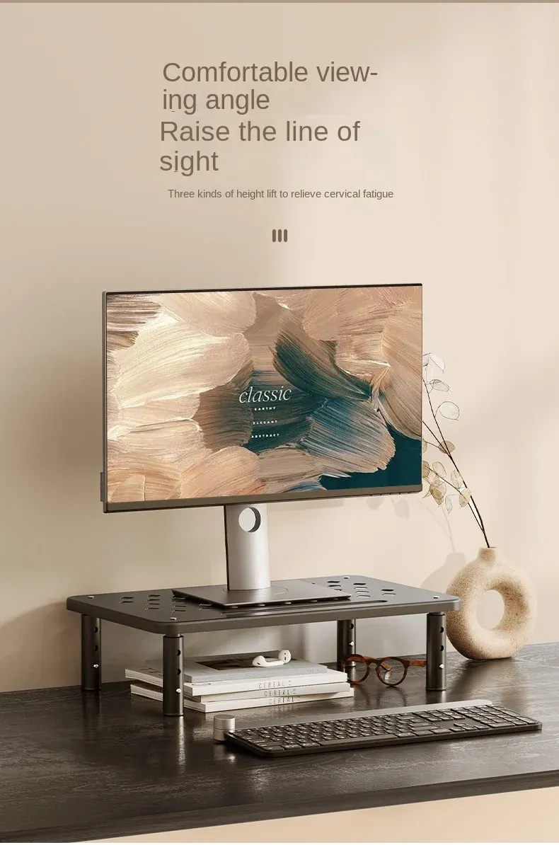 Support de moniteur, espace de rangement