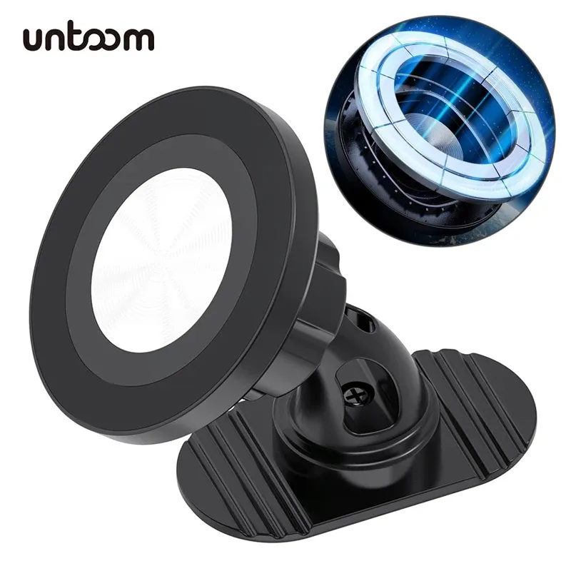 Support magnétique pour téléphone de voiture compatible MagSafe, support universel à rotation à 360° pour tableau de bord