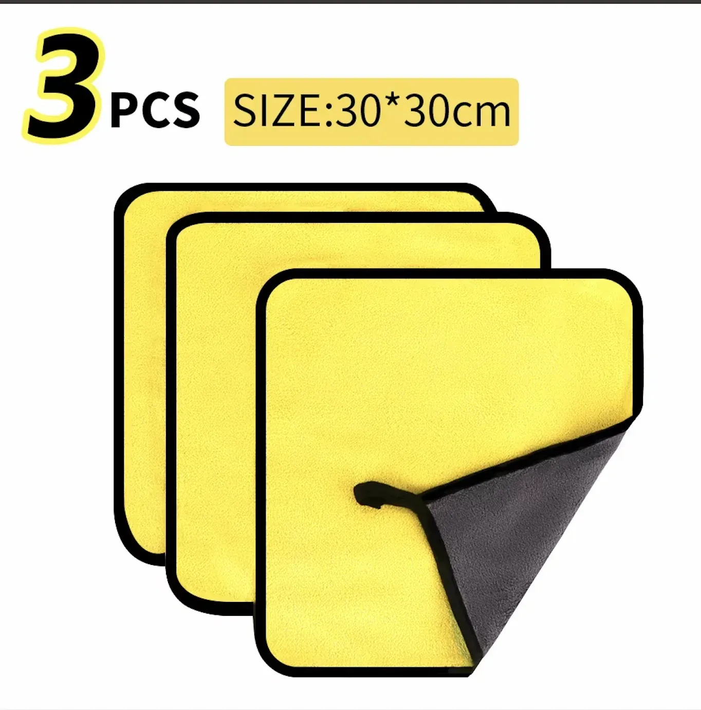 Serviettes de lavage et de séchage pour voiture en microfibre, double face, 30 x 30 cm / 30 x 60 cm, lot de 3, 5 ou 10 pièces 12
