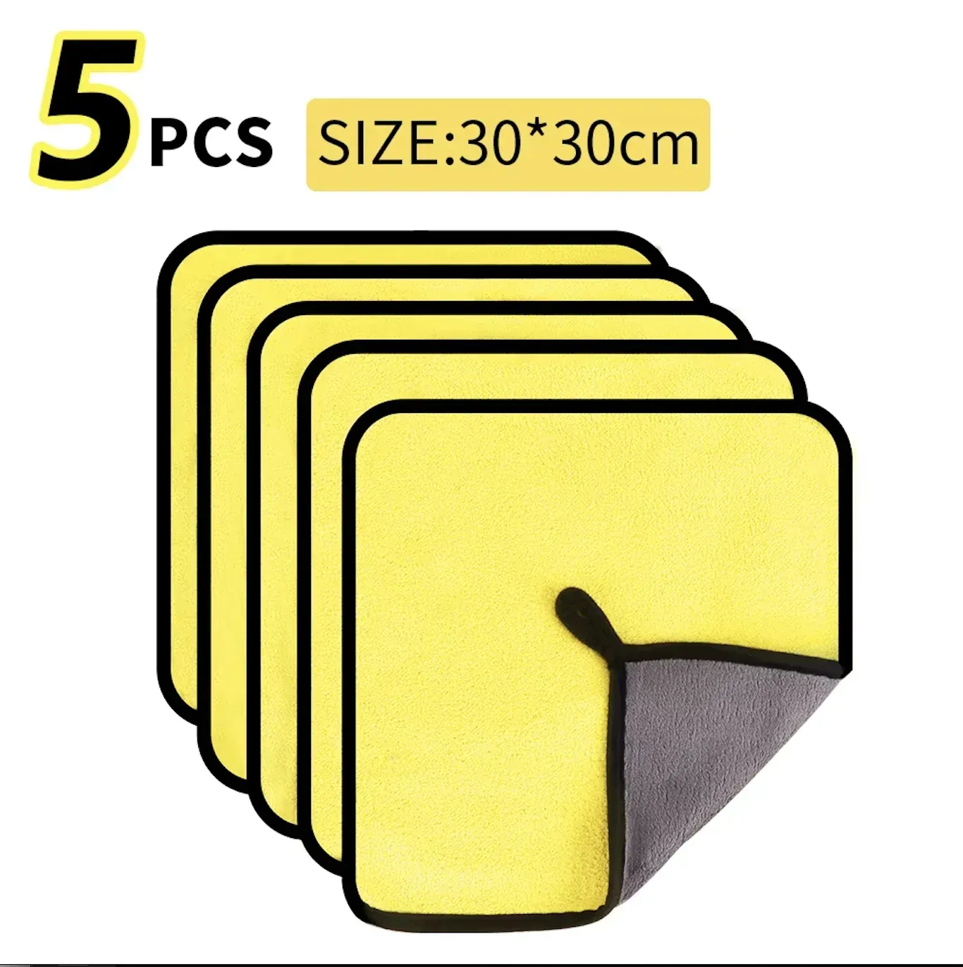 Serviettes de lavage et de séchage pour voiture en microfibre, double face, 30 x 30 cm / 30 x 60 cm, lot de 3, 5 ou 10 pièces 10