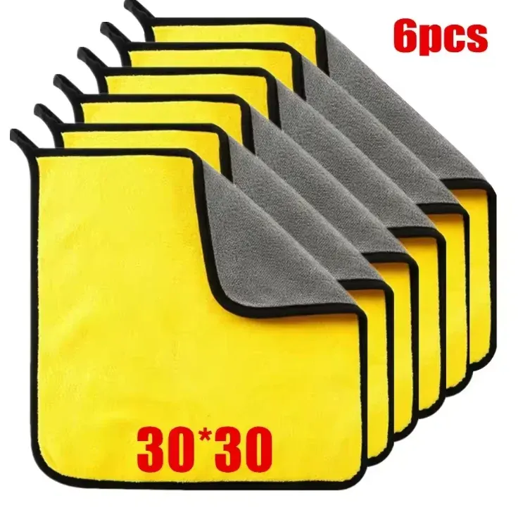 Serviettes de lavage et de séchage pour voiture en microfibre, double face, 30 x 30 cm / 30 x 60 cm, lot de 3, 5 ou 10 pièces 11
