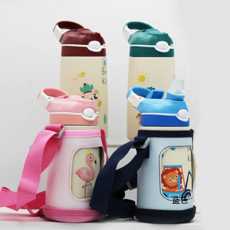 Bouteille thermos enfant 400 ml en acier inoxydable 316 avec paille, forme canard pour bébé, gobelet isotherme sous vide 5