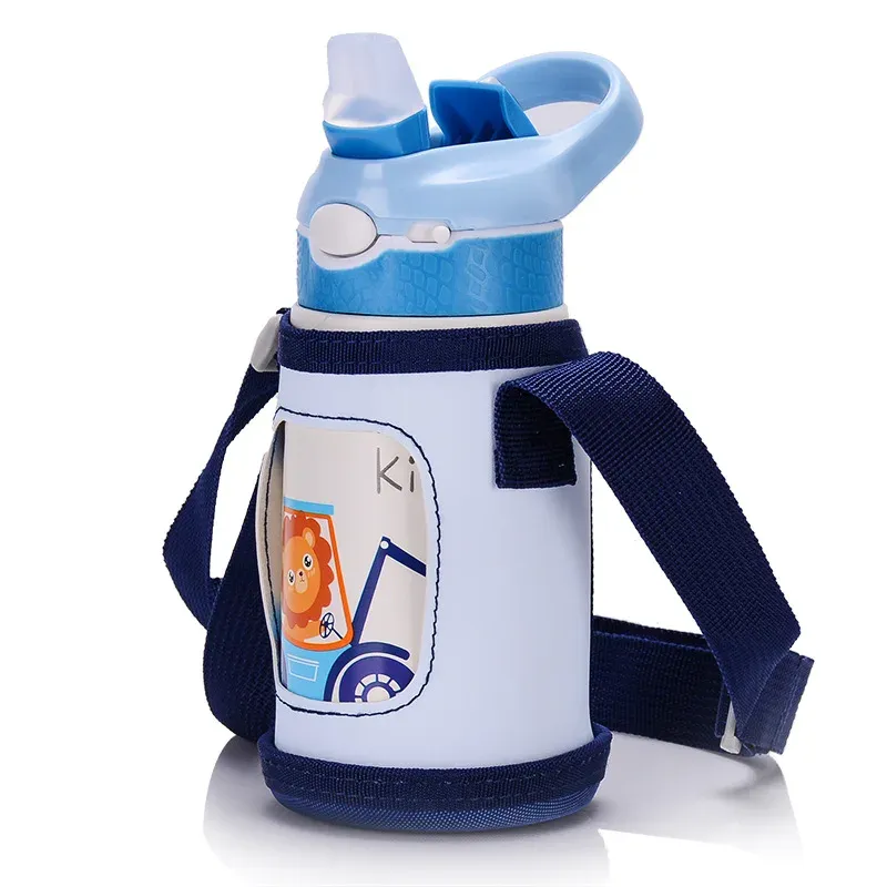 Bouteille thermos enfant 400 ml en acier inoxydable 316 avec paille, forme canard pour bébé, gobelet isotherme sous vide 12