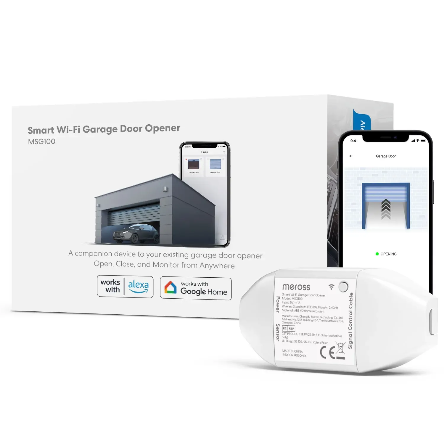 Ouvre-porte de garage intelligent Wi-Fi Meross MSG100 avec capteurs de porte, compatible Alexa et Google Home 7