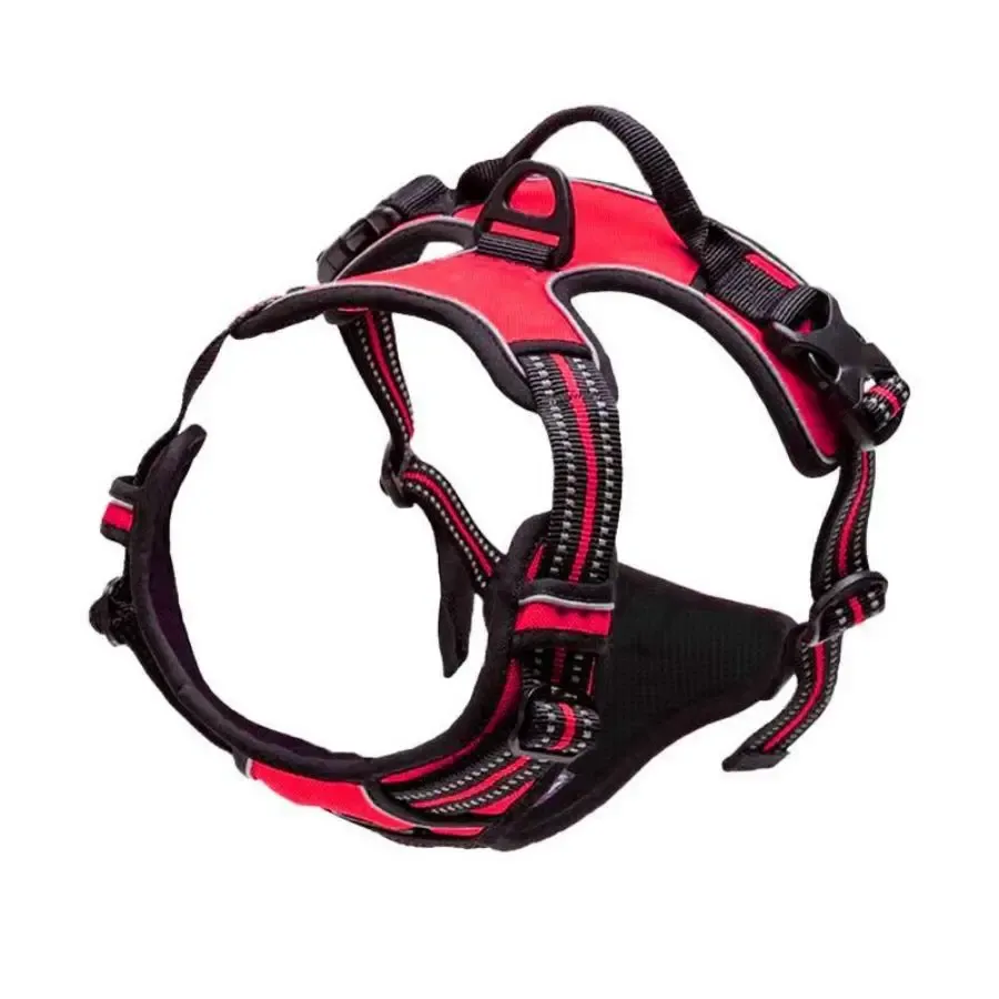 Harnais réglable anti-traction à clip frontal pour chien de taille moyenne à grande, avec poignée de maintien et bandes réfléchissantes 9