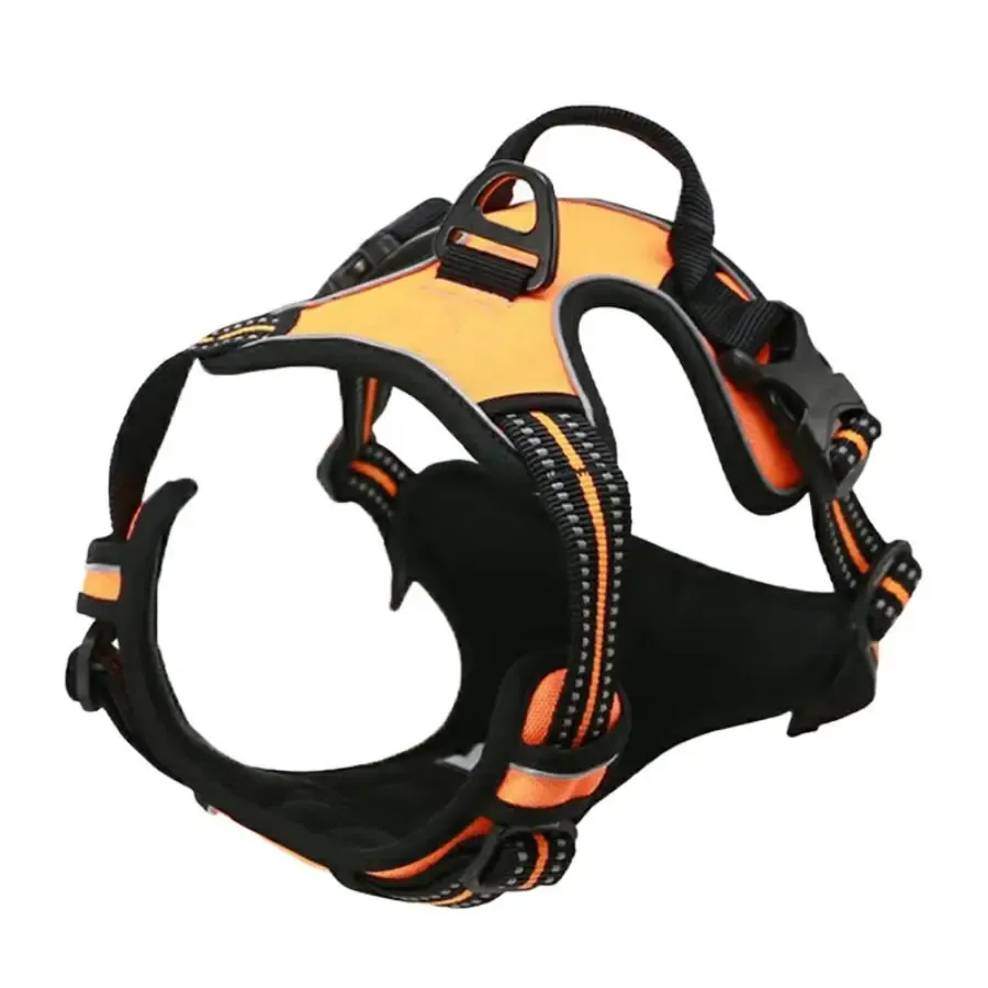 Harnais réglable anti-traction à clip frontal pour chien de taille moyenne à grande, avec poignée de maintien et bandes réfléchissantes 13