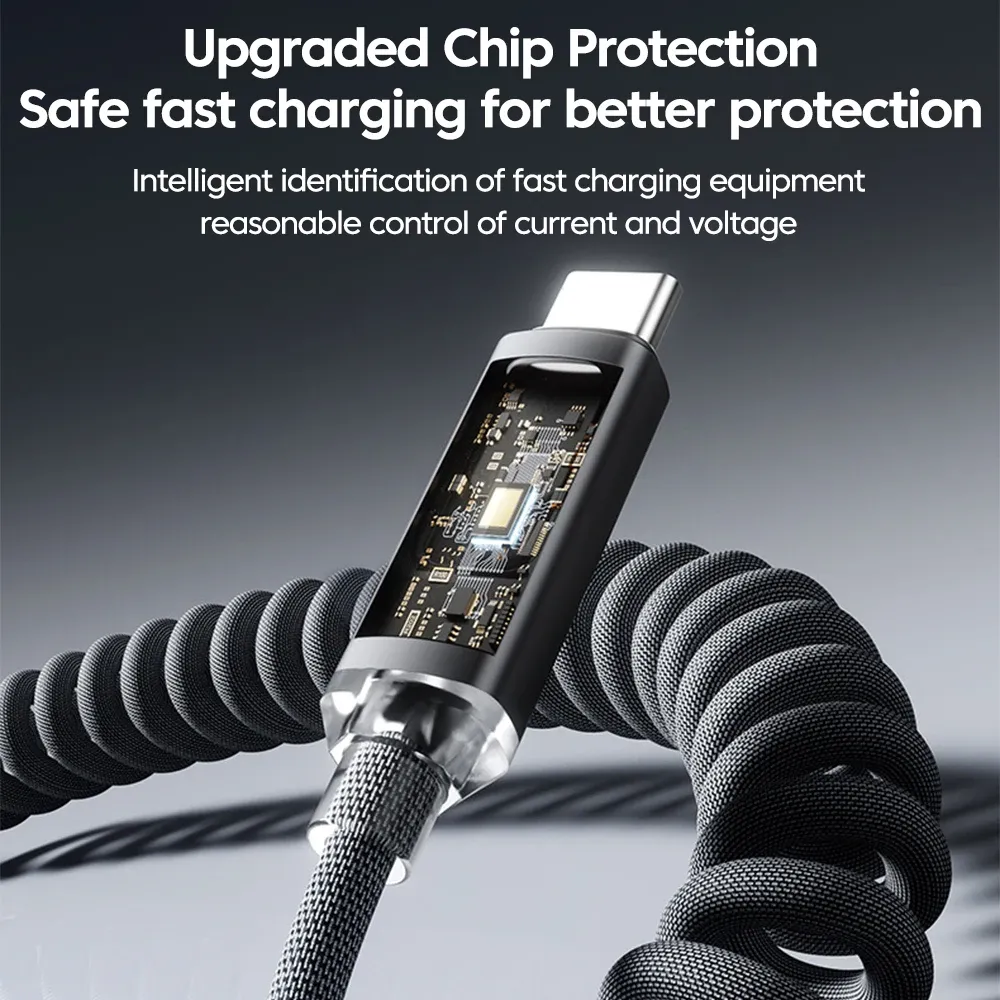 Câble de charge rétractable pour voiture 120 W avec écran numérique, connecteur USB-C vers USB-C, compatible Samsung et iPhone 16 6