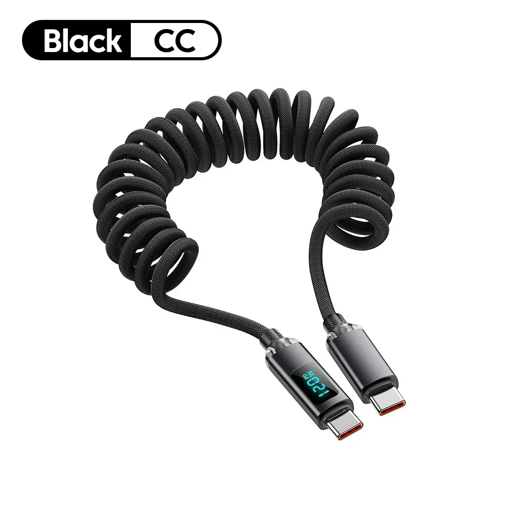 Câble de charge rétractable pour voiture 120 W avec écran numérique, connecteur USB-C vers USB-C, compatible Samsung et iPhone 16 11